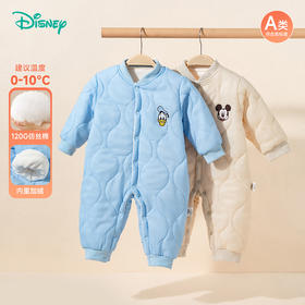 迪士尼【加厚夹棉】24冬季新款男宝哈衣防风保暖外穿连体衣卡通爬爬服ZD4DL021