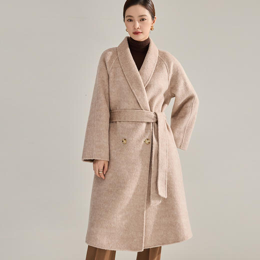 【高货sh】全新升级【铂金会员882/天猫1189/差价307】(35852) 洛诗琳新款双面呢宽松垂感毛呢外套直筒青果领大衣 商品图5