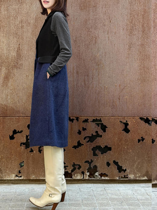 TYNVIE 羊毛混纺双色马甲连衣裙 商品图6