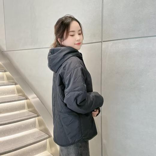 佐丹奴女装秋冬季大口袋连帽棉衣菱形格纹棉服外套05374614 商品图5