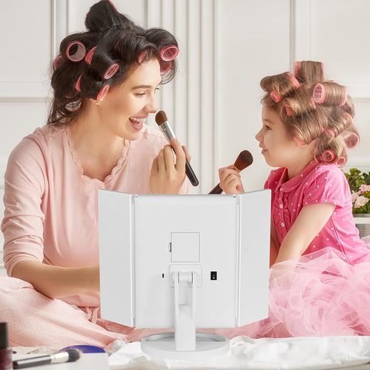 【限时秒杀】台式LED化妆镜 折叠发光三面镜 三折带灯镜子10x放大化妆镜 商品图5