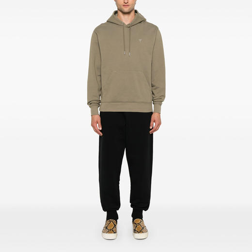 AMI 男士徽标刺绣厚重环回有机棉抓绒运动裤 黑色 UTR240 JE0091 001 商品图3