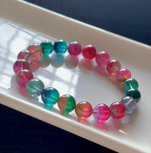 9mm-10mm单圈彩虹西瓜碧玺手串 商品图0