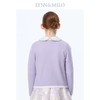 【春上新】8楼琳麦罗 LYNNMILO紫色毛织纽纹花边开口毛衫 商品缩略图3