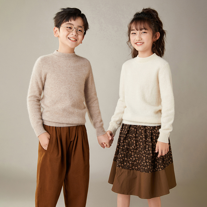 【清河羊毛羊绒专场】鹿展N901 儿童半高领羊毛衫 100%羊毛