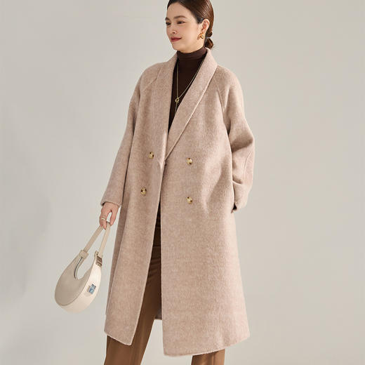 【高货sh】全新升级【铂金会员882/天猫1189/差价307】(35852) 洛诗琳新款双面呢宽松垂感毛呢外套直筒青果领大衣 商品图3