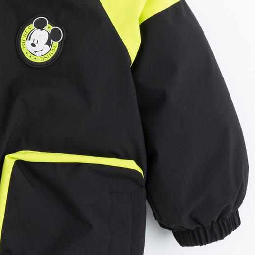 迪士尼童装男童休闲撞色夹棉外套冬季款保暖连帽棉服224DS0801 商品图4