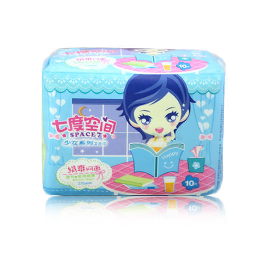 七度空间少女干爽夜用卫生巾蓝色10片装 商品图1