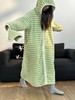 行走的被窝大码韩系条纹珊瑚绒睡衣女加厚保暖家居服睡袍连帽拉链HLY 商品缩略图5