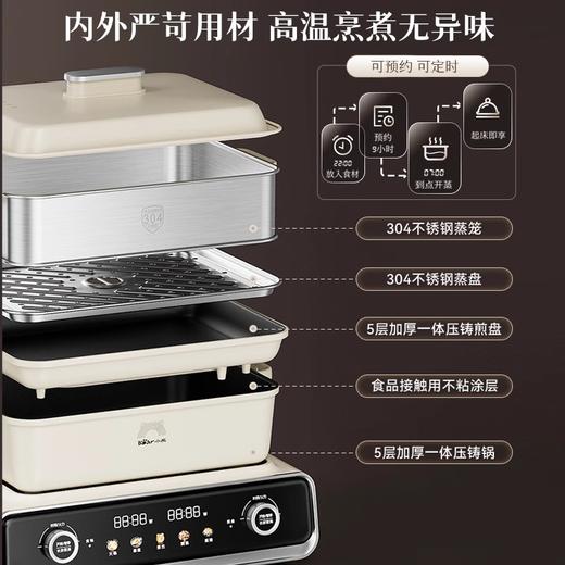 【清仓特惠6折，最后2个无货退款】小熊叠叠锅烤涮蒸一体锅家用火锅蒸锅2100W电烤炉6L蒸笼+6L煮锅 商品图3