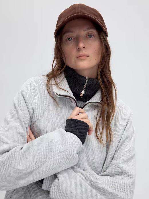 出逃赤岗西/24AWW115/灰色华夫格宽松休闲拉链立领卫衣 商品图1