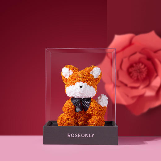 【告白神器】ROSEONLY诺誓 高端定制 永生玫瑰 公仔系列 玫瑰狐 橙色 粉色 红色  送朋友 商品图0