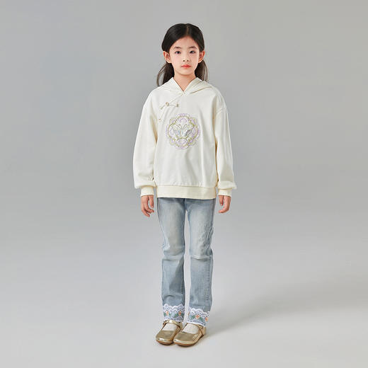 笛莎Deesha 童装女童卫衣2025春新款国风蝴蝶刺绣卫衣 商品图2