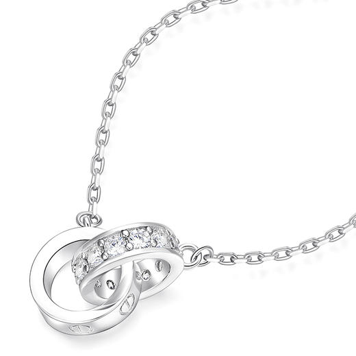 卡蒂罗/KADER 流光环扣项链 轻奢时尚环环相扣优雅气质可调节锁骨链 满镶宝石流光夺目简约吊坠 925银 商品图4