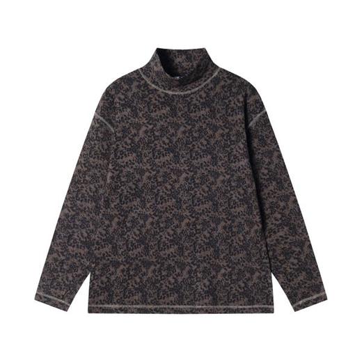 T2086秋冬季新款时尚个性美式明线立体提花半高领长袖T恤百搭情侣上衣 商品图1