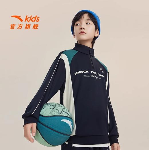安踏儿童卫衣男大童篮球套头衫2024冬新款保暖加厚运动衫加绒卫衣352441723 商品图0