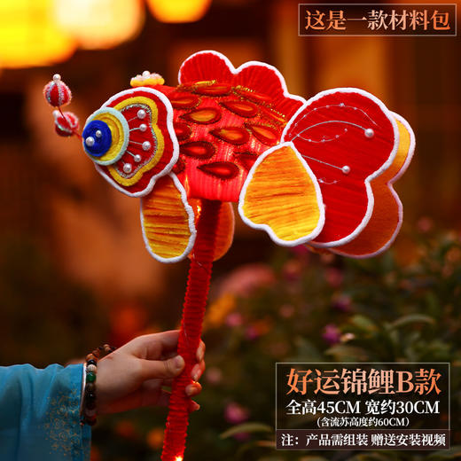 新年灯笼锦鲤鱼灯手提花灯扭扭棒手工编织DIY材料包蛇年新款 商品图6