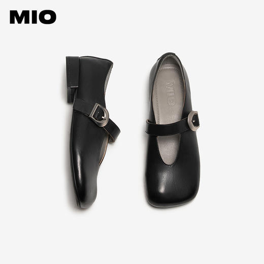 MIO米奥春季新款复古皮带扣玛丽珍鞋时尚甜美方头坡跟单鞋女M251420689 商品图3