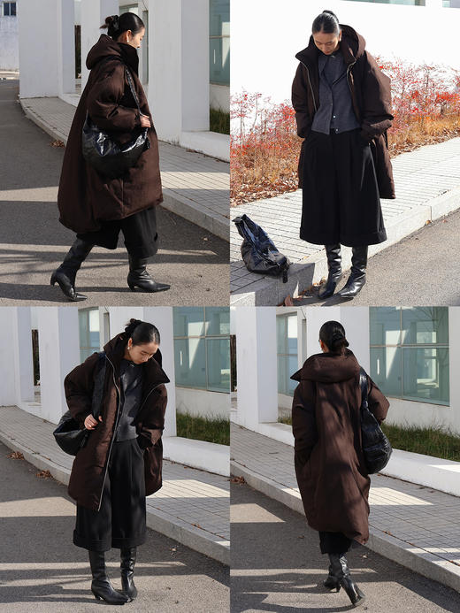 HIDEMI 进口羊毛卷边设计感加厚款宽松阔腿七分裤靴裤 商品图2