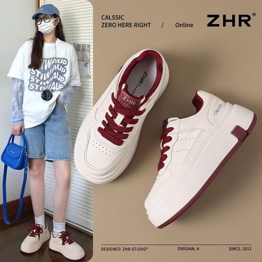 ZHR则则厚底轻便板鞋女春秋新款ins百搭休闲运动鞋显瘦增高小白鞋 商品图0