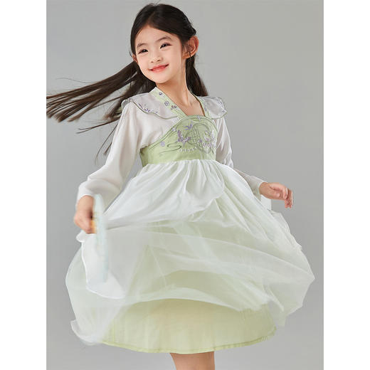 笛莎Deesha 童装女童连衣裙2025春新款新中式清新优雅汉服裙 商品图3