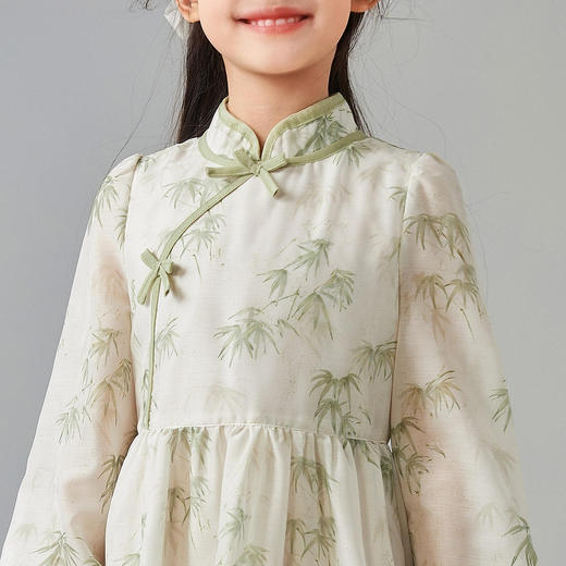 笛莎Deesha 童装女童连衣裙2025春新款新中式国风清新淡雅雪纺连衣裙 商品图3