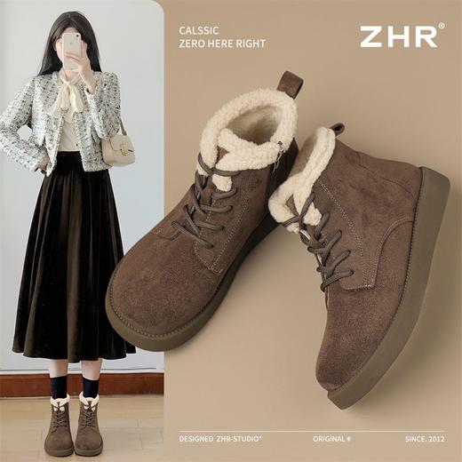ZHR废土风短靴2024新款冬季加绒棉鞋耐磨超软女靴保暖ins平底短靴 商品图1