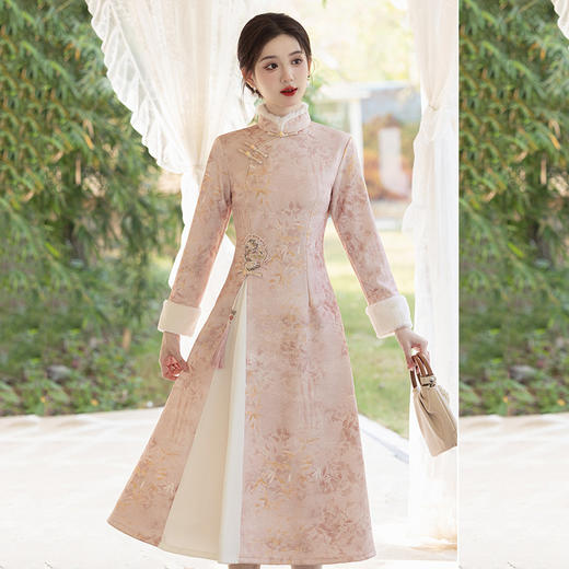 ZQ SC20323加绒加厚显瘦奥黛新中式改良旗袍 商品图3