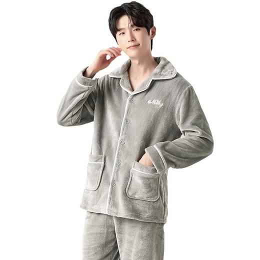 【暖绒绒】280g加厚男士秋冬立领珊瑚绒家居服 商品图4