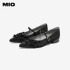 MIO米奥春季新款银装芭蕾玛丽珍鞋甜美蝴蝶结尖头坡跟单鞋M251478707 商品缩略图2