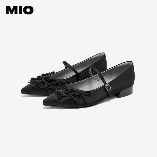 MIO米奥春季新款银装芭蕾玛丽珍鞋甜美蝴蝶结尖头坡跟单鞋M251478707 商品图2