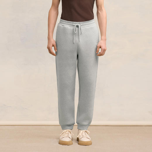 AMI 男士徽标刺绣拉绒混合棉质抓绒休闲运动裤 灰色 UTR237 749 0951 商品图1