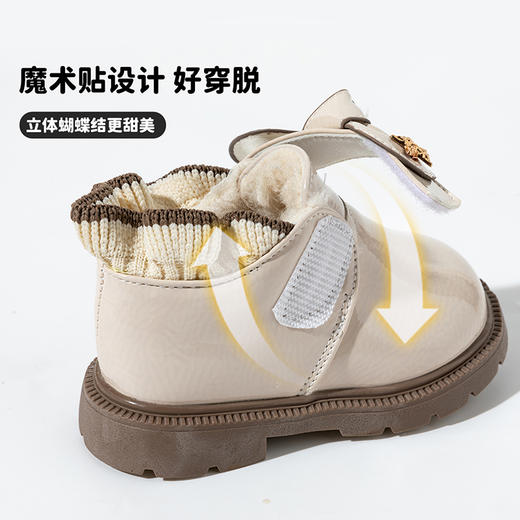 【加绒保暖】贝贝怡24秋冬新款女童皮鞋低帮学步鞋柔软轻便休闲鞋童鞋ZB4DX020 商品图4