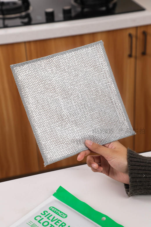🧼//【MAYNOS椰壳银丝双面洗碗布】第四代银丝抹布！双面双效新升级，起泡效果甩普通银丝抹布几条街❗️ 🔻双面双效，吸水吸油一块搞定 🔻银纤维丝，不伤锅具不伤手  商品图5