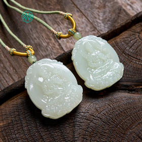 和田玉观音椭圆牌吊坠约40*49mm