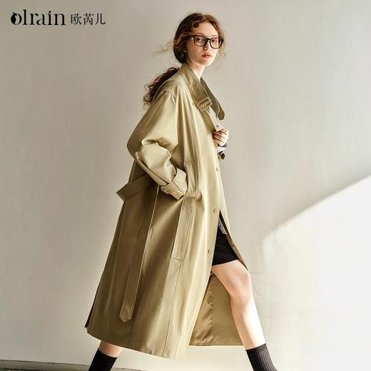 OLrain欧芮儿卡其色中长款风衣女春季2025新款时尚通勤英伦风外套 商品图0