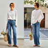 OLrain欧芮儿蓝色直筒牛仔裤女春季2025年新款高腰洗水休闲长裤 商品缩略图3