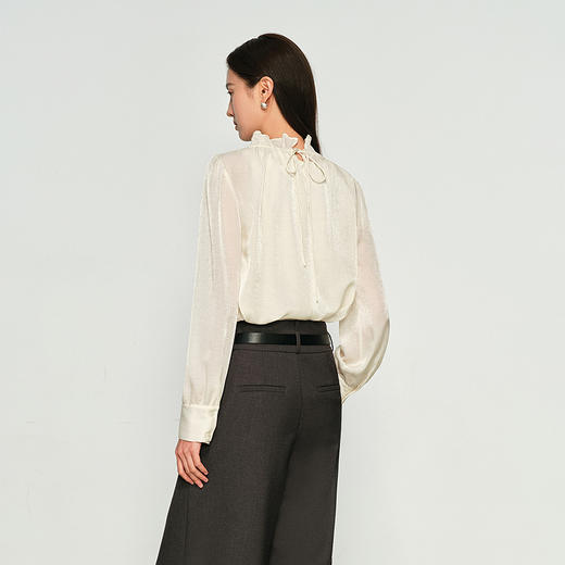 NEELLY纳俪商场同款春新款高级感黑色珠光长袖衬衫女通勤宽松上衣N25011R01017 商品图1