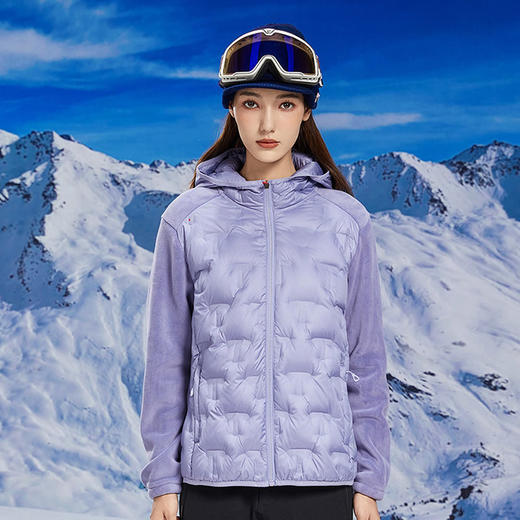 丁摩 奥粒绒拼羽绒秋冬户外休闲抓绒衣女羽绒服加厚保暖连帽4ZF-68582 商品图7
