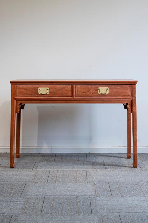 红桥红  家具严选  缅甸花梨(大果紫檀）  【118 马蹄腿双抽 小书桌 两件套】 商品图1