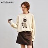 OLrain欧芮儿杏色套头卫衣女春季2025年新款时尚趣味猫咪圆领上衣 商品缩略图0