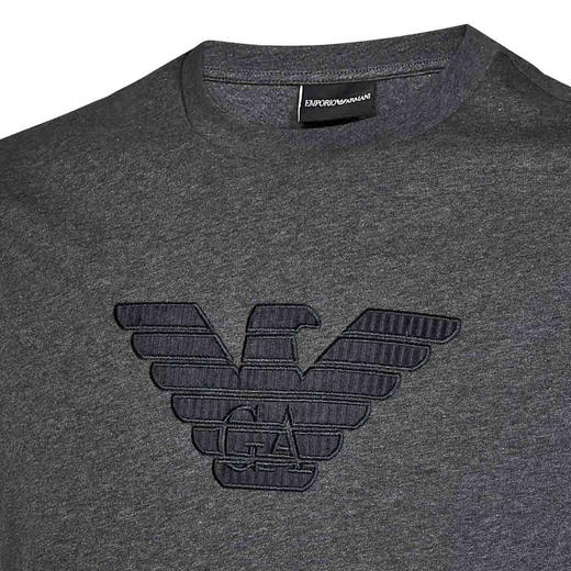 EMPORIO ARMANI 阿玛尼 男士老鹰徽标棉质圆领短袖T恤 灰色 6D1T98 1JOCZ 06A9 商品图2
