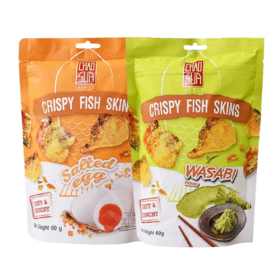 座山牌咸蛋风味/芥末风味脆鱼皮(熟制动物性水产制品)60g 大片鱼皮一口满足 050750/050752