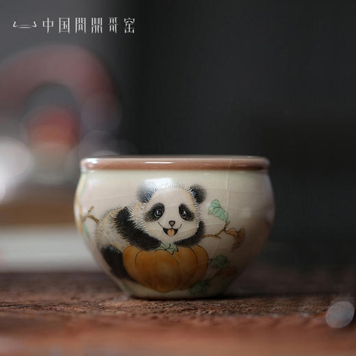 问鼎哥窑牛角款风水缸杯 （悠然自乐） 商品图0