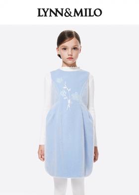 【春上新】【3折】8楼琳麦罗 LYNNMILO 蓝色仿貂绒郁金香形背心裙 吊牌价：998元  活动价：299元