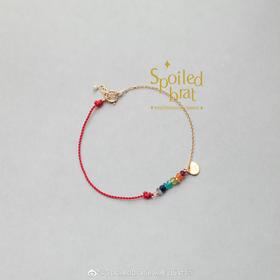 SpoiledBrat Jewelry彩虹多色宝石红绳手链