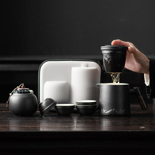 【一包嵌套收纳！配置齐全。】旅行茶具全套一壶三四杯陶瓷马克杯带过滤礼品户外便携小套装。ry 商品图3