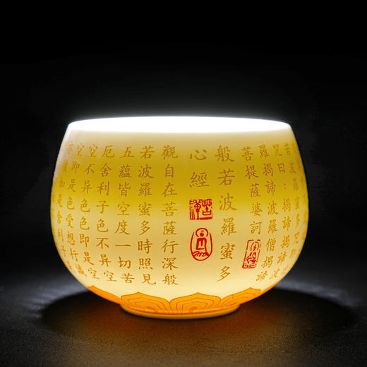 【纯手工❗️羊脂玉百福心经杯】白瓷泡茶杯功夫茶具建盏杯个人专用品茗杯佛 商品图1