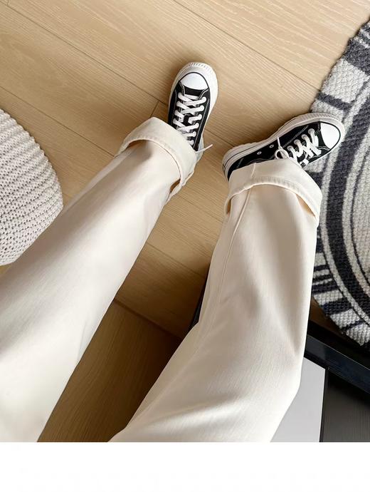 认准土耳其98棉麦穗糯米加绒窄版直筒白牛仔裤 商品图11