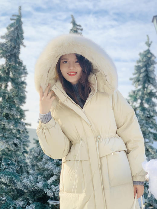【百图lulu定制】【极寒羽绒服】大条貉子毛  大帽檐 90白鸭绒 收腰 大口袋羽绒服 商品图13